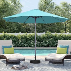 Enjinshop 9FT Patio Umbrella Outdoor Table Umbrella,Market Umbrella with Push Button Tilt and Crank for Garden, Lawn, Deck, Backyard & Pool (Blue)